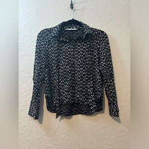 ZARA Black & White Flowy Blouse, Size Small